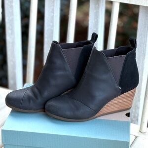 Toms Black Ankle Booties with Wedge